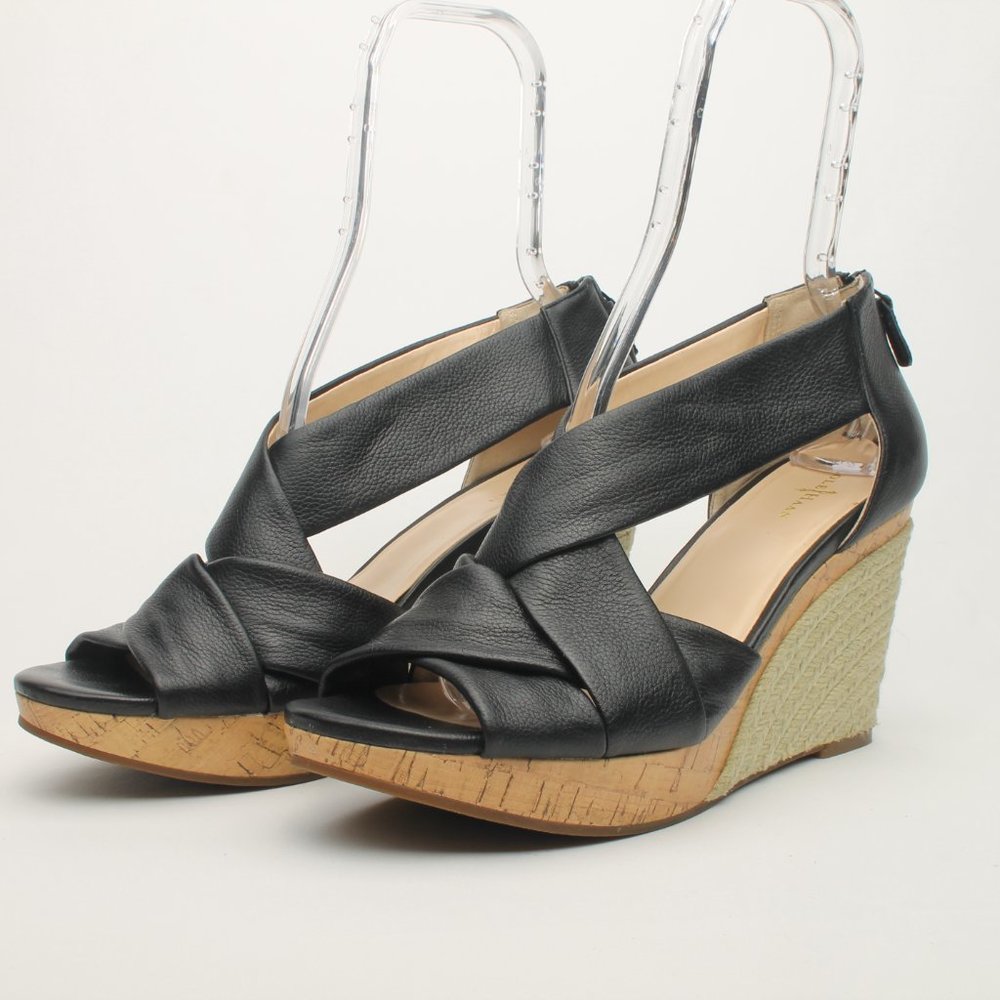 Cole Haan Crisscross Black Wedge Espadrille Sandle size 11B Like New - Picture 5 of 16